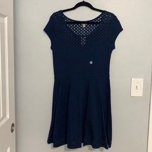 Blue eyelet skater dress